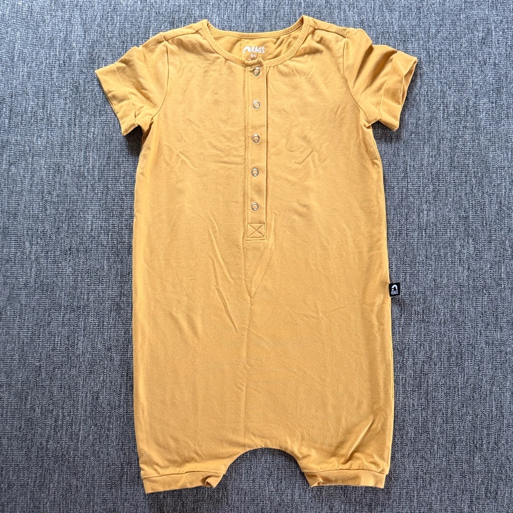 Rags to Raches Mustard Yellow Short Sleeve Baby One-Piece Bodysuit